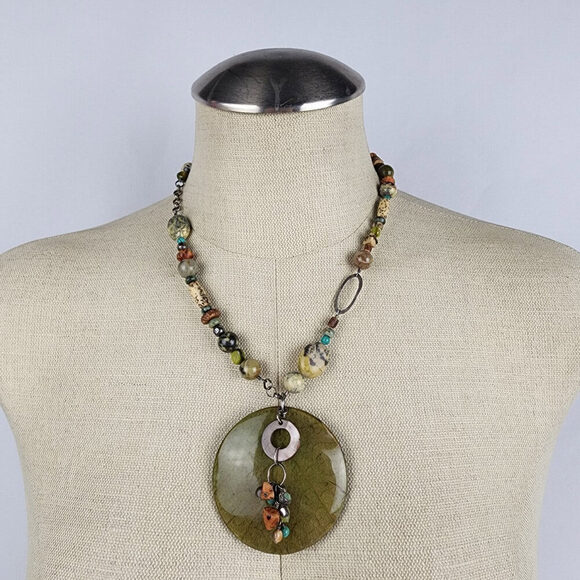 Silpada Kabkaban Wood Leaf Green 925 Sterling Silver Necklace - Picture 1 of 9